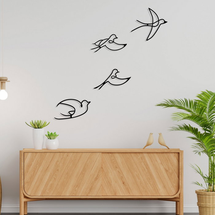 Wallity Hope - Escultura de pared de metal con pájaros en negro